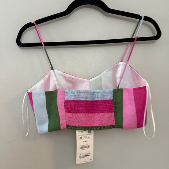 NWT Zara Resortwear Beachy Tropical Linen Cotton Stripe Skirt Bustier Set M - Picture 5 of 16